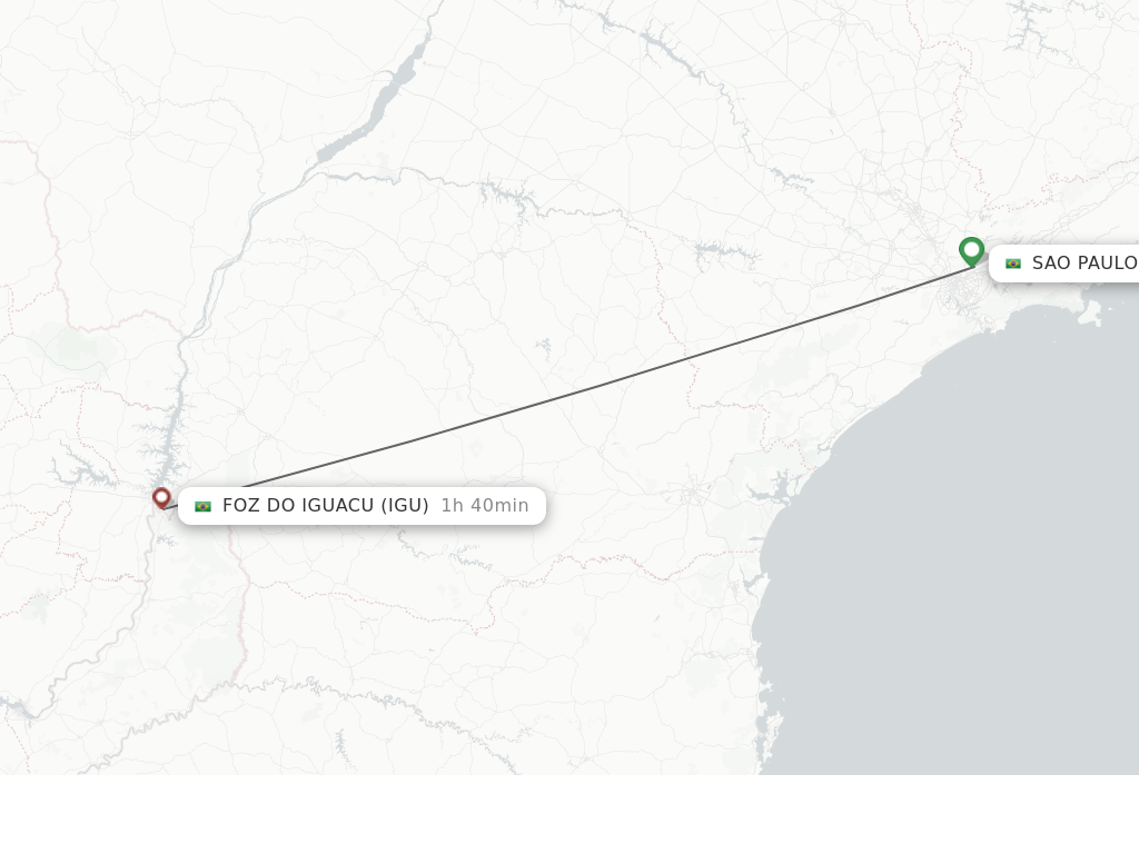 Flights from Sao Paulo to Foz Do Iguacu route map