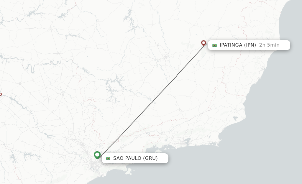 Flights from Sao Paulo to Ipatinga route map
