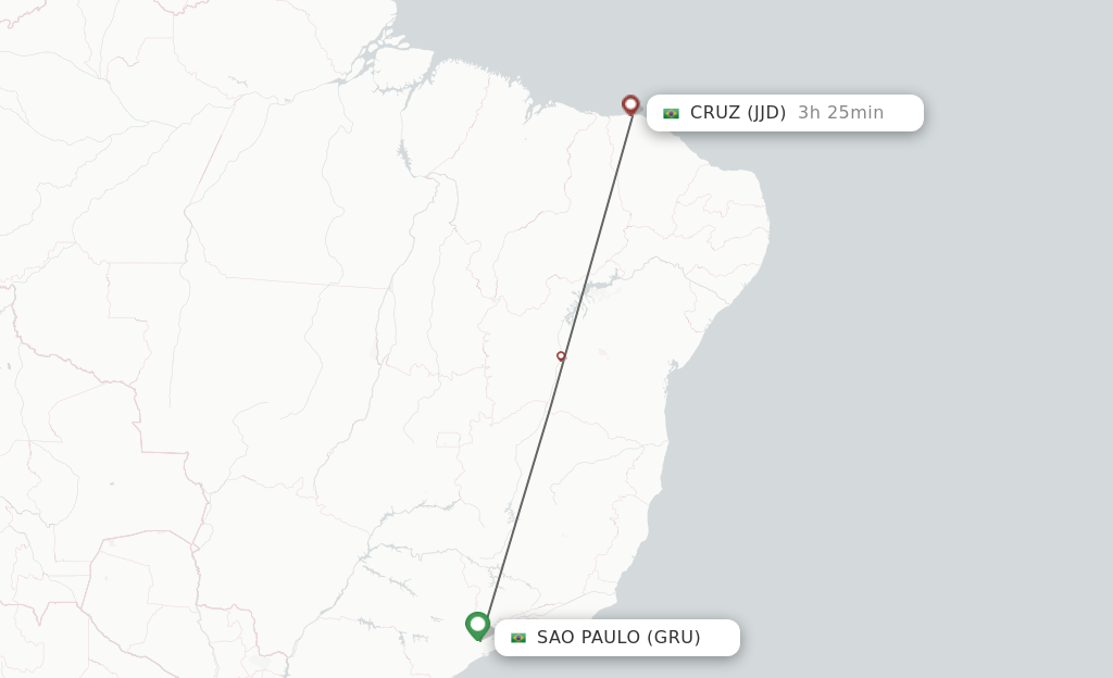Flights from Sao Paulo to Cruz route map