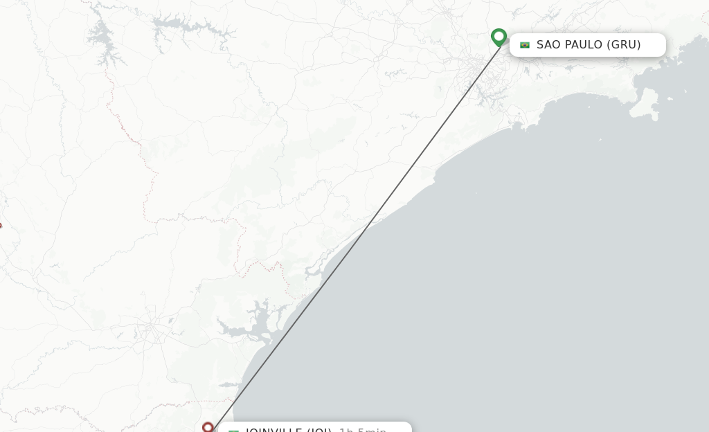 Flights from Sao Paulo to Joinville route map