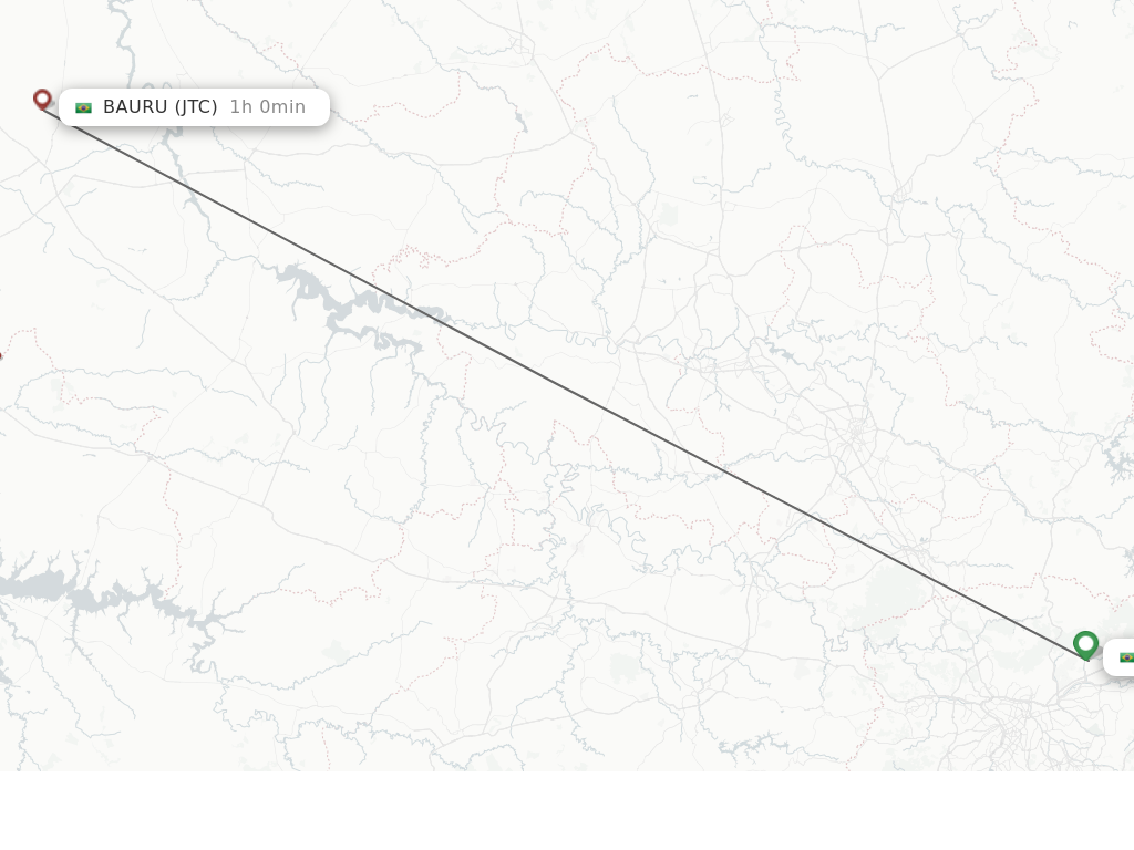 Flights from Sao Paulo to Baura-Arealva route map
