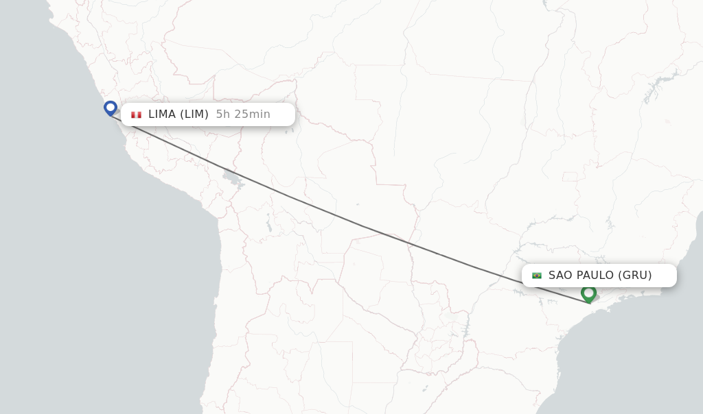 Flights from Sao Paulo to Lima route map