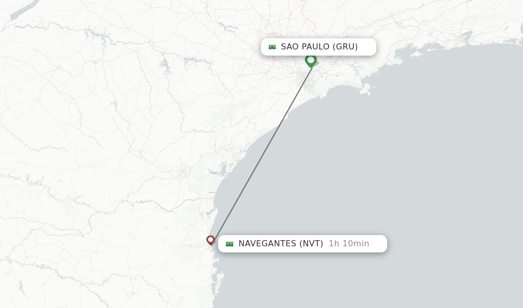 Flights from Sao Paulo to Navegantes route map