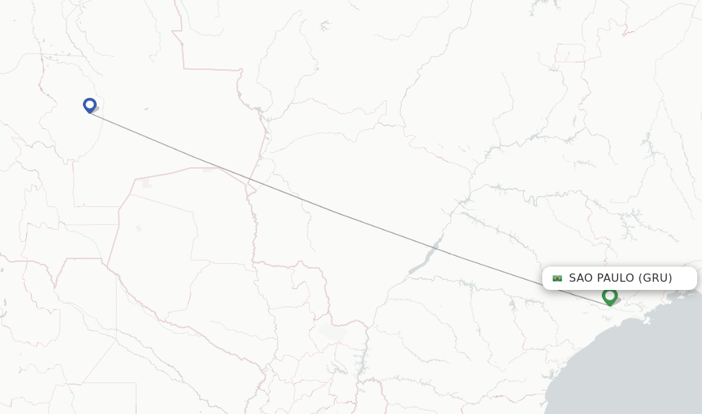 Route map with flights from Sao Paulo with BoA