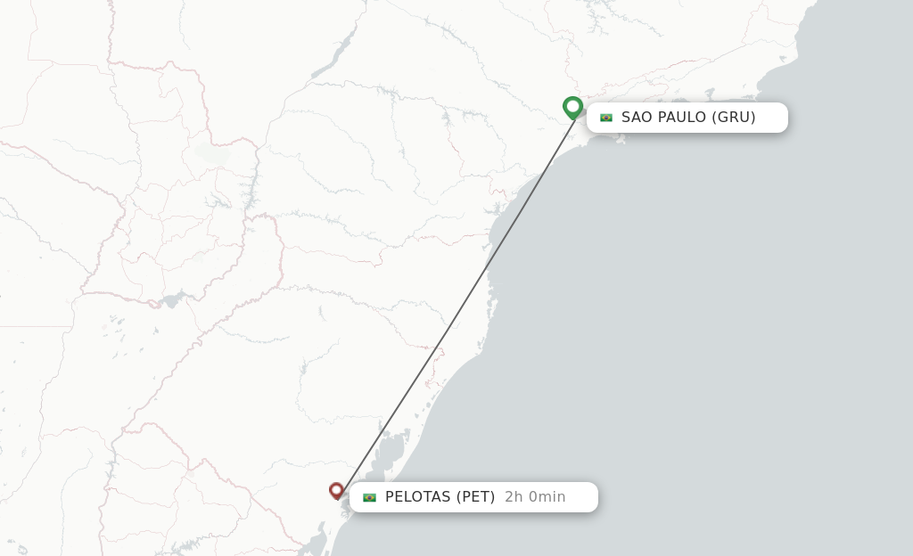 Flights from Sao Paulo to Pelotas route map