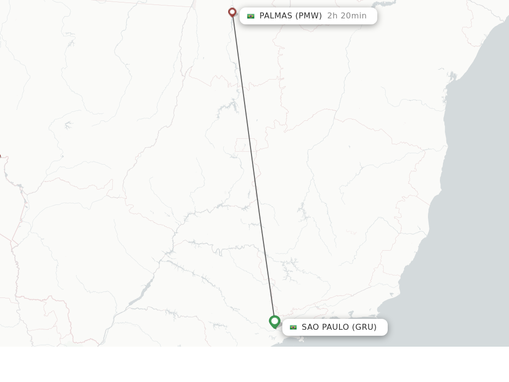 Flights from Sao Paulo to Palmas route map