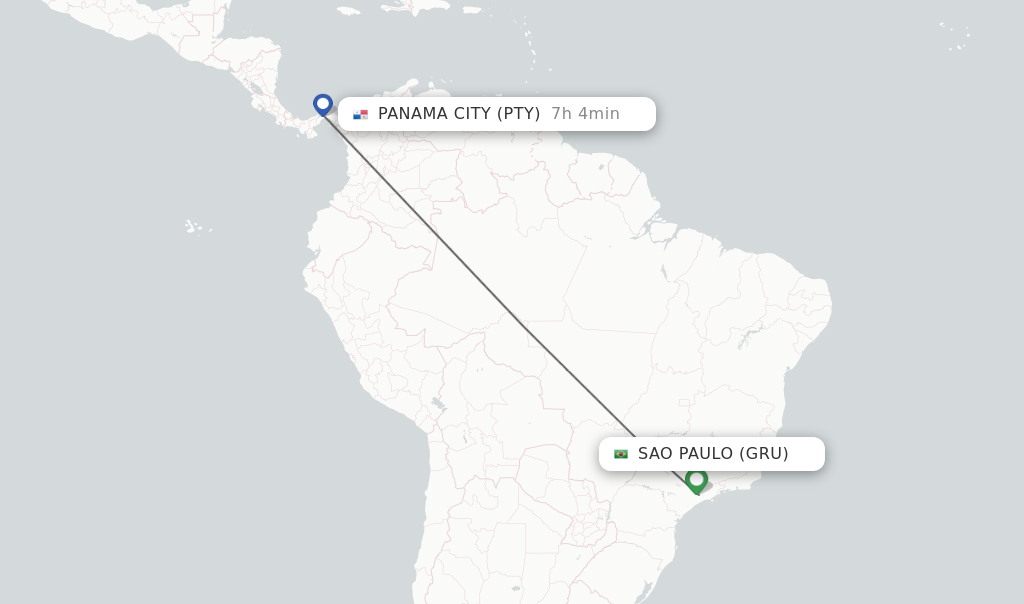 Flights from Sao Paulo to Panama City route map
