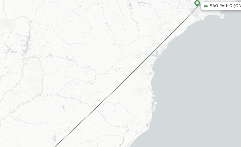 Flights from Sao Paulo to Santa Maria route map