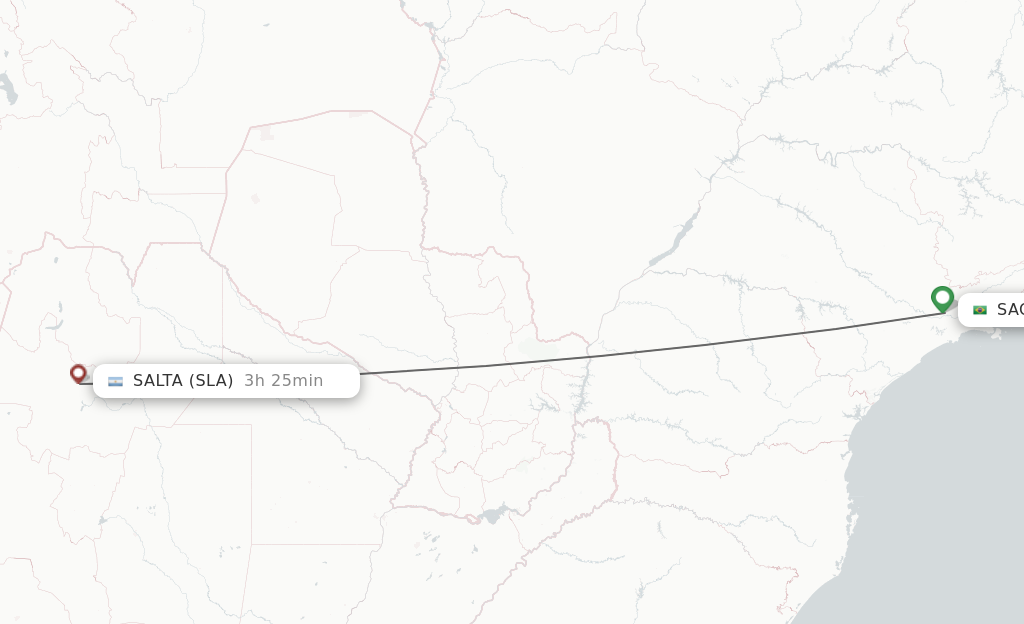 Flights from Sao Paulo to Salta route map