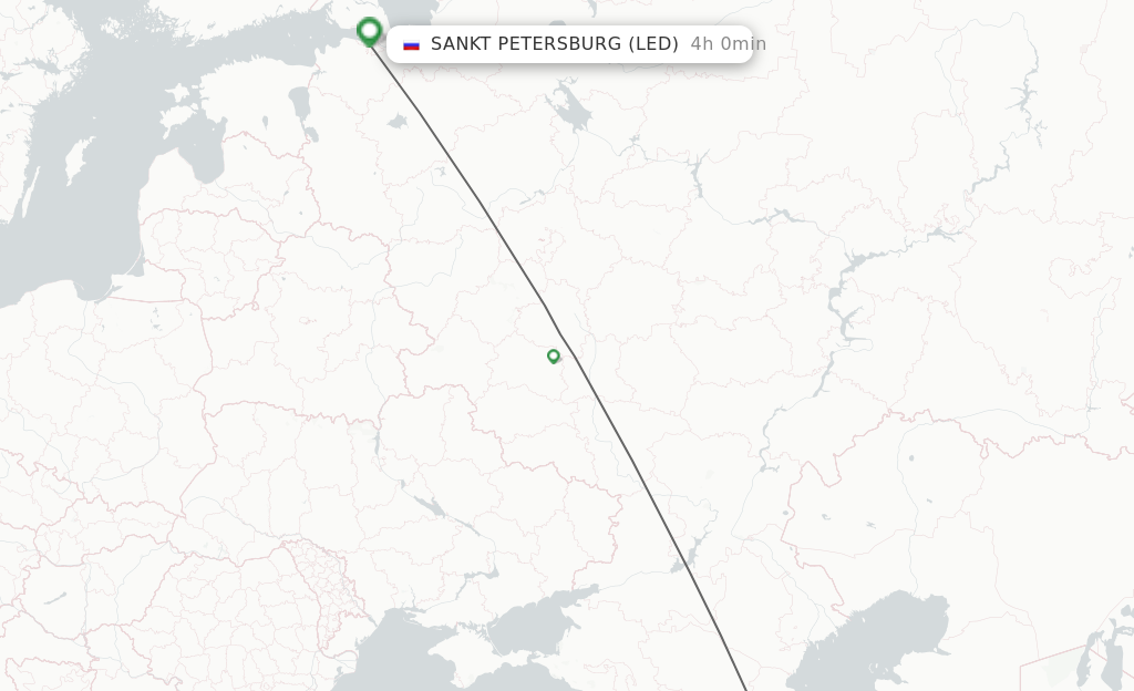 Flights from Groznyy to Saint Petersburg route map