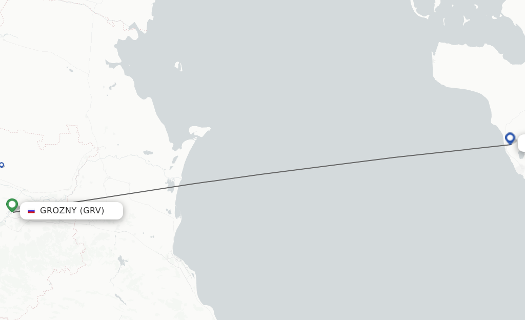 Flights from Groznyy to Aktau route map