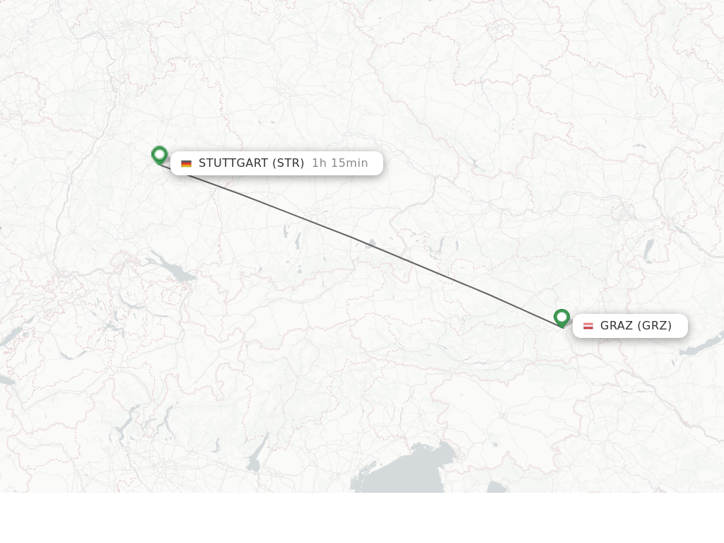 Flights from Graz to Stuttgart route map