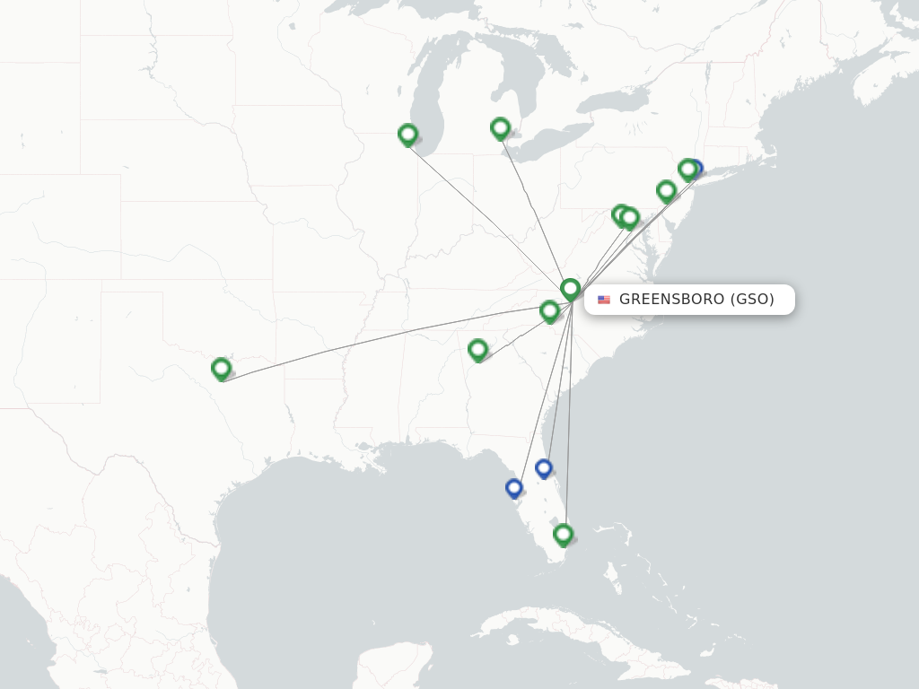 Greensboro GSO route map