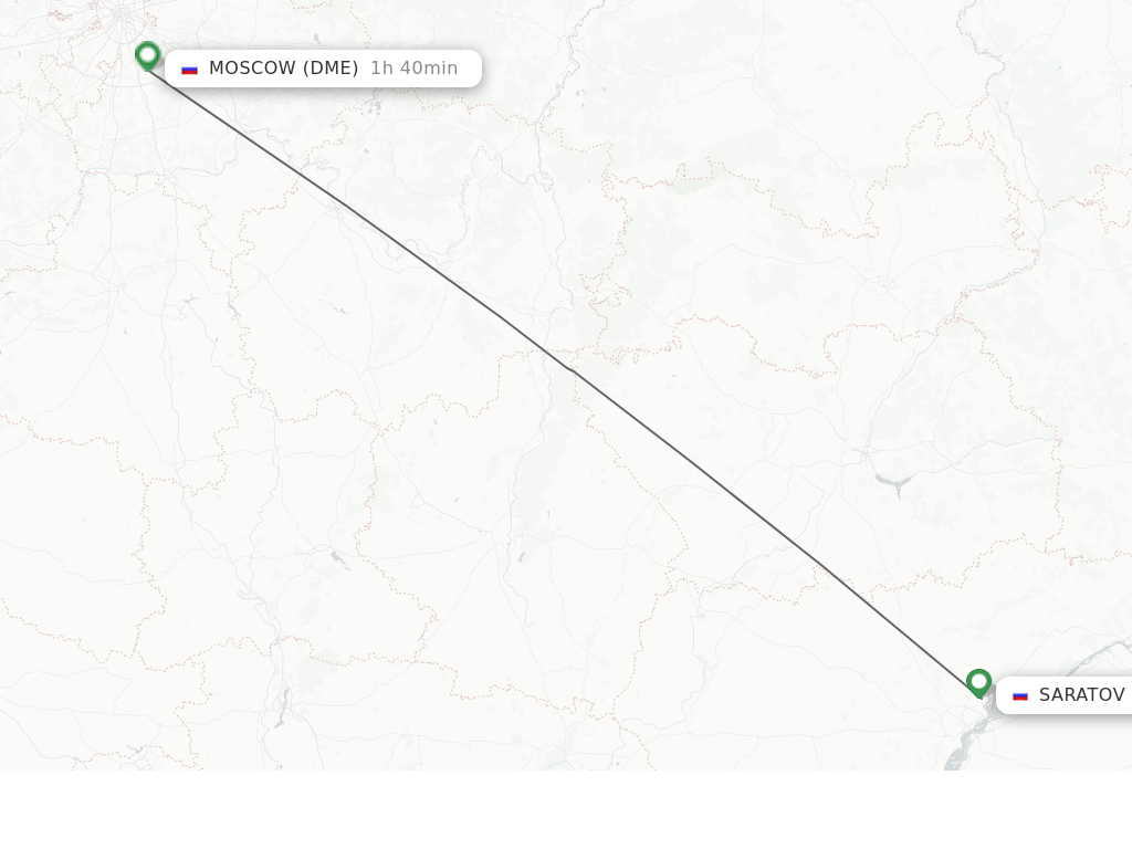 Flights from Saratov to Moscow route map
