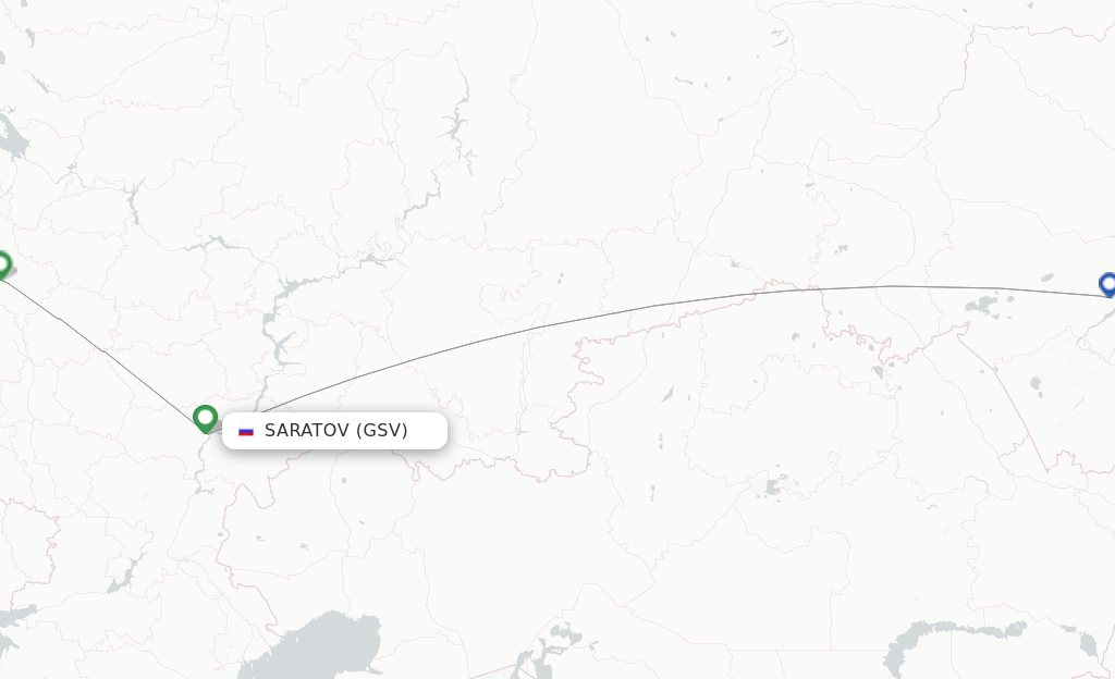 Route map with flights from Saratov with S7 Airlines