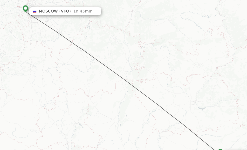 Flights from Saratov to Moscow route map