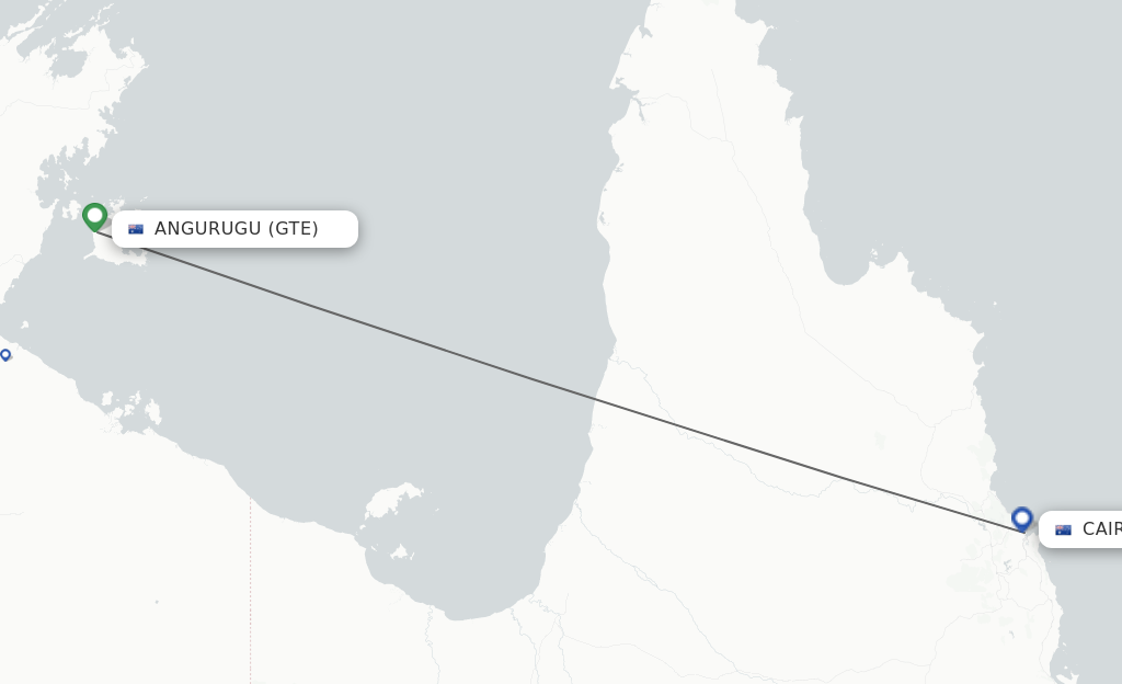 Flights from Groote Island to Cairns route map