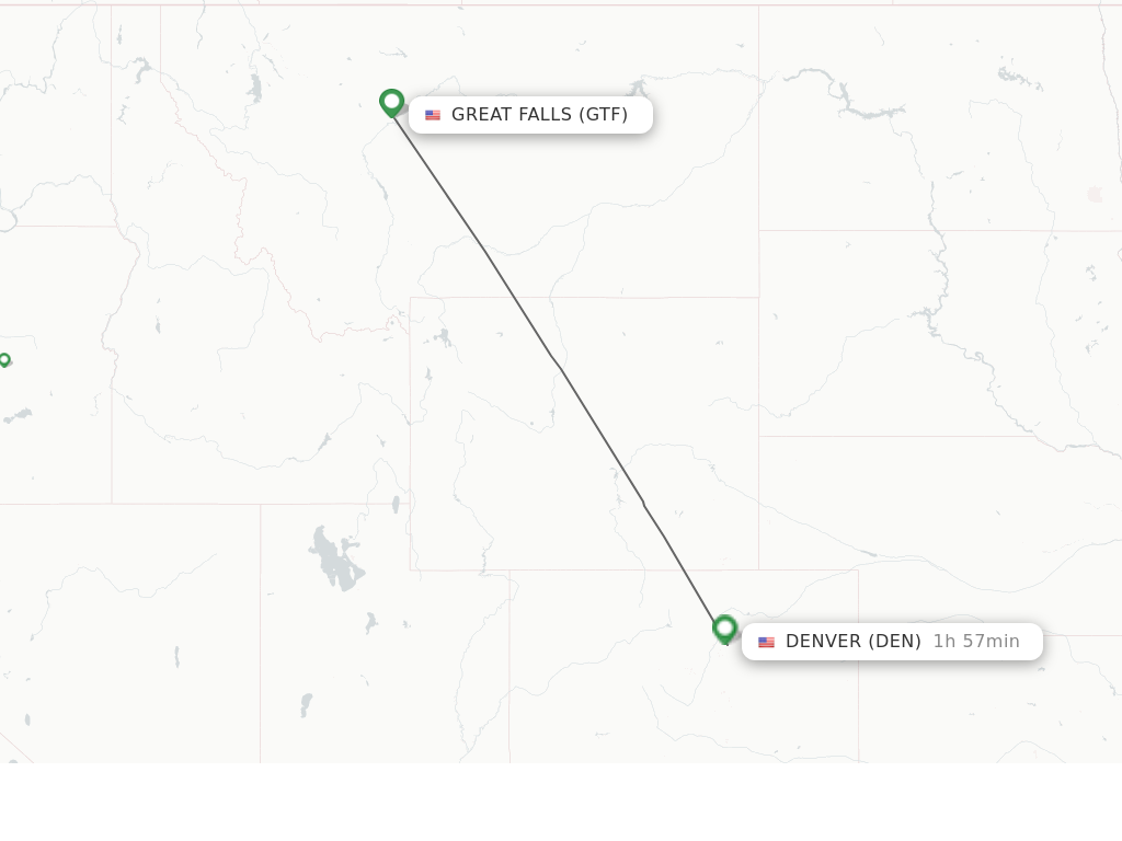 Flights from Great Falls to Denver route map