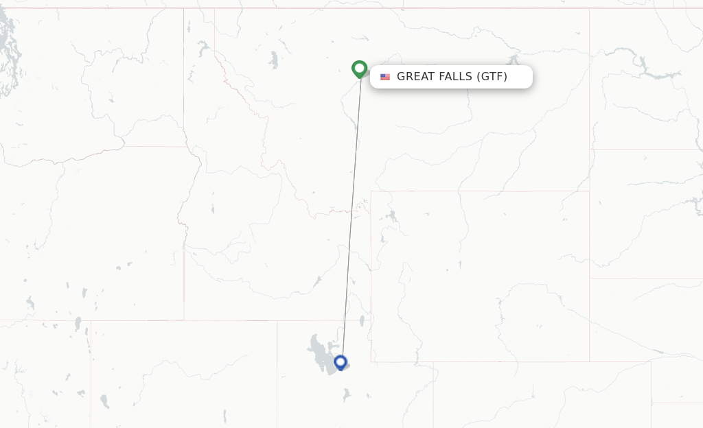 Route map with flights from Great Falls with Delta