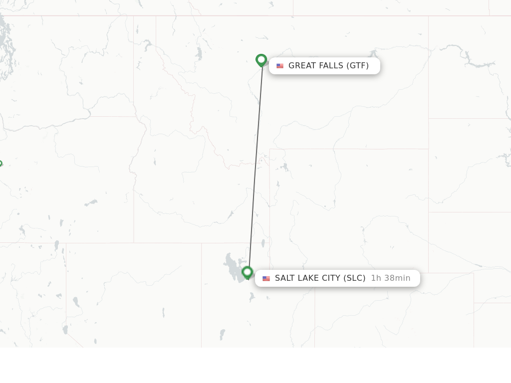 Flights from Great Falls to Salt Lake City route map