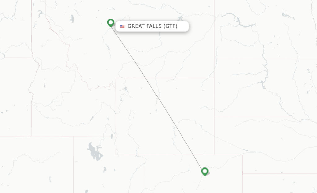 Route map with flights from Great Falls with United