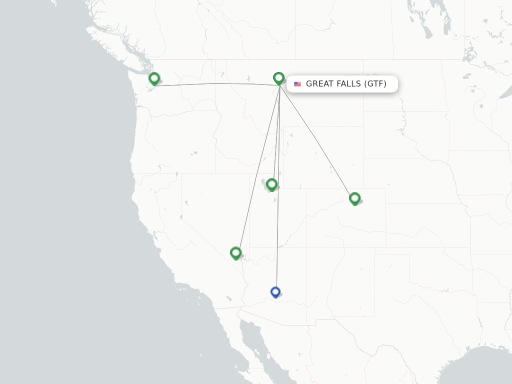 Flights from Great Falls to Chicago route map