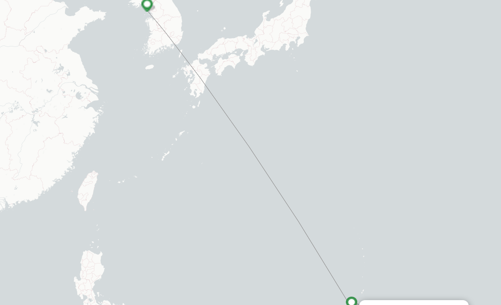 Route map with flights from Guam with Air Seoul