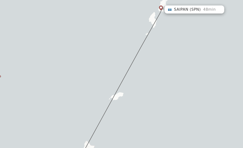 Flights from Guam to Saipan route map