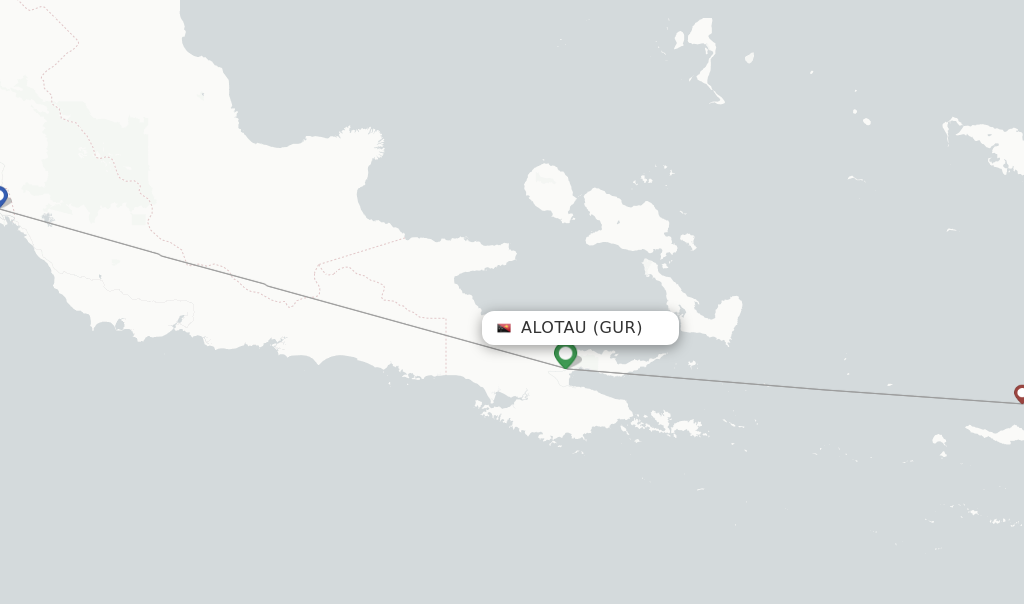 Route map with flights from Alotau with PNG Air