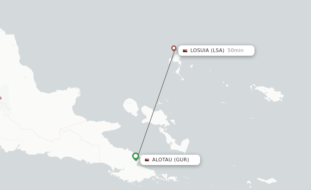 Flights from Alotau to Losuia route map