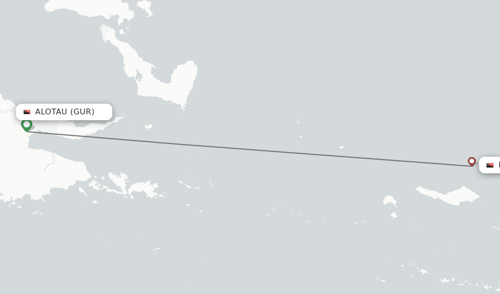Flights from Alotau to Misima Island route map