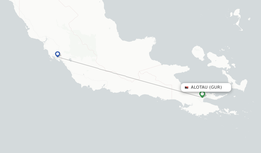 Route map with flights from Alotau with Air Niugini