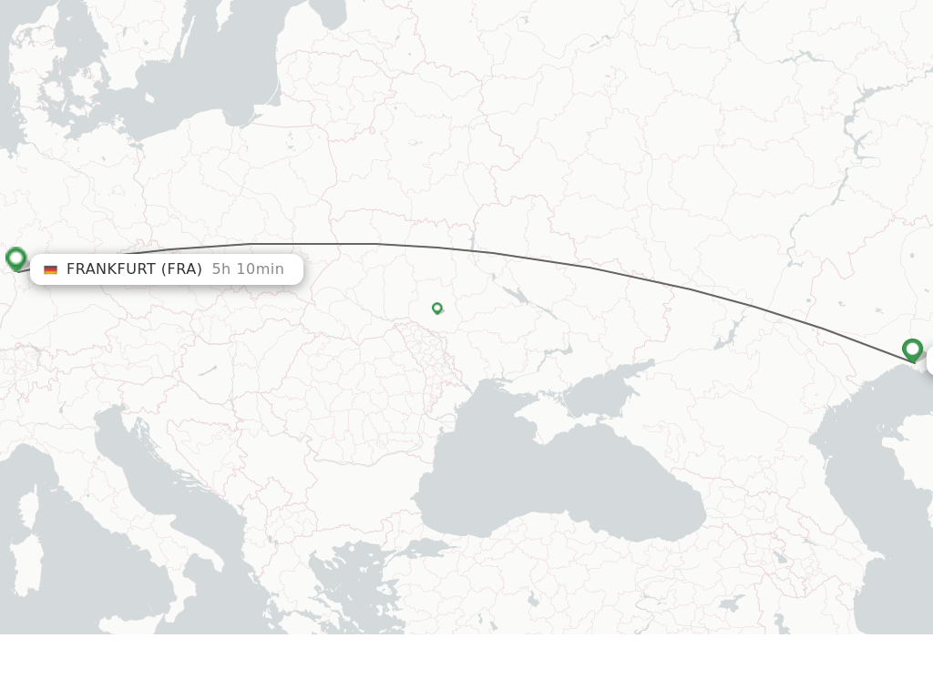 Flights from Atyrau to Frankfurt route map