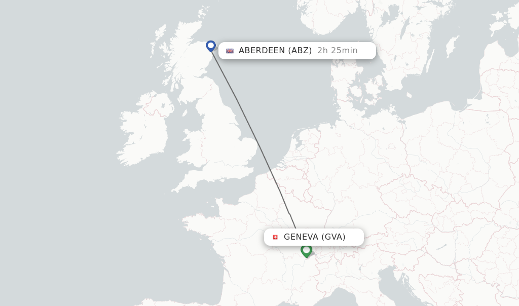 Flights from Geneva to Aberdeen route map