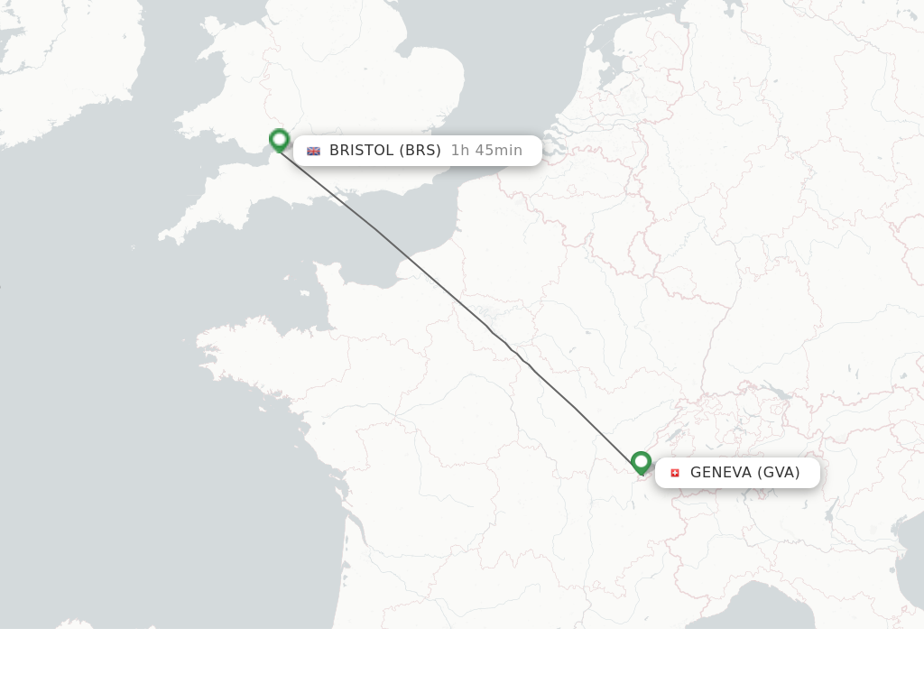 Flights from Geneva to Bristol route map