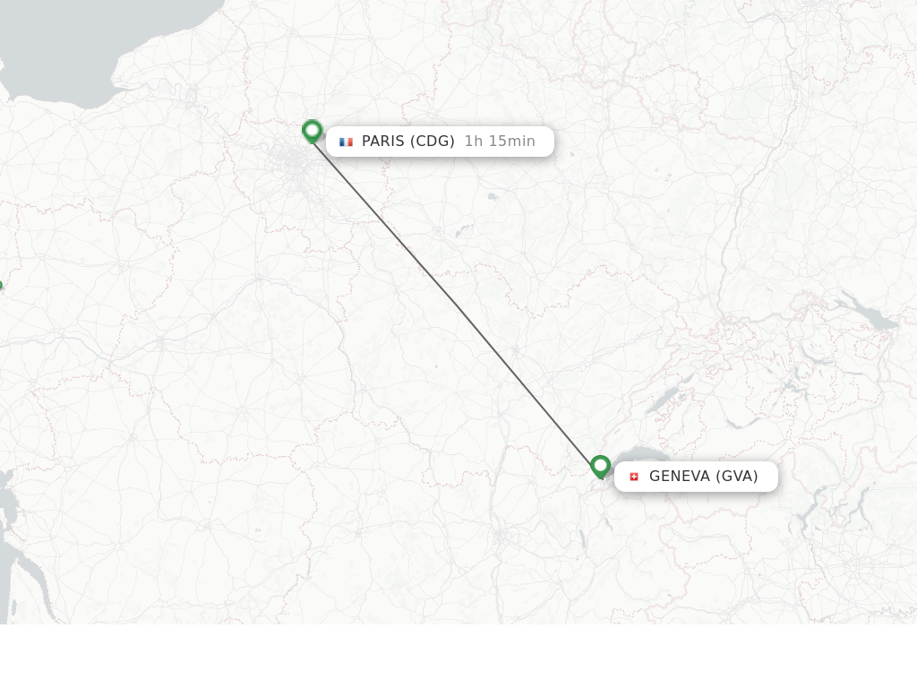 Flights from Geneva to Paris route map