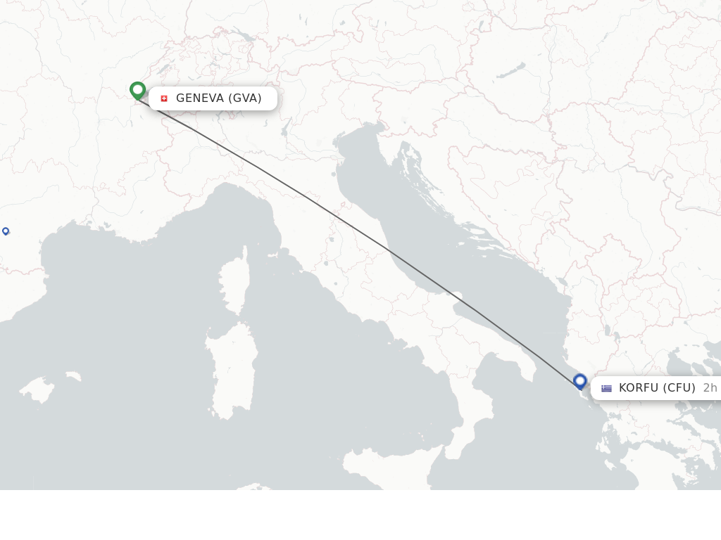 Flights from Geneva to Kerkyra route map