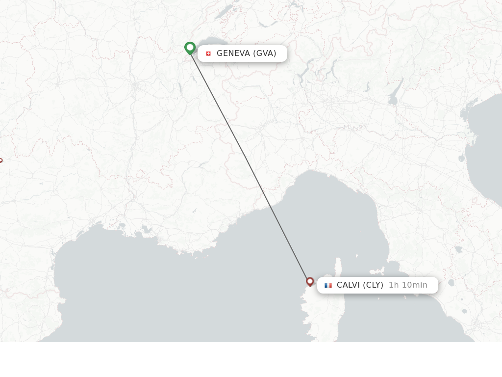 Flights from Geneva to Calvi route map