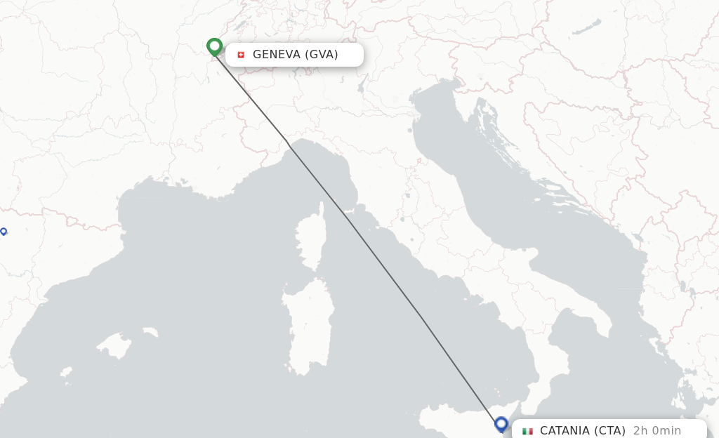 Flights from Geneva to Catania route map