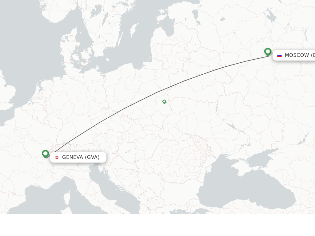 Flights from Geneva to Moscow route map
