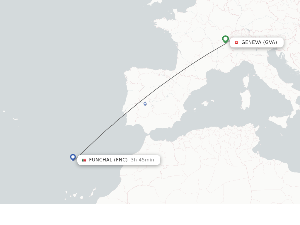 Flights from Geneva to Funchal route map