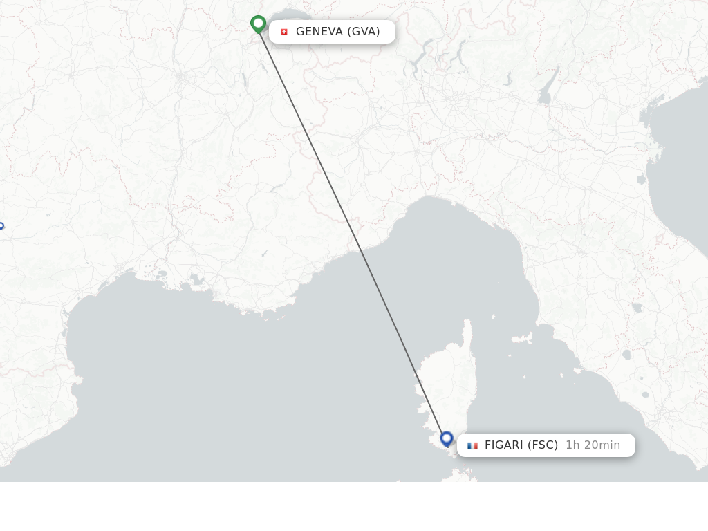 Flights from Geneva to Figari route map