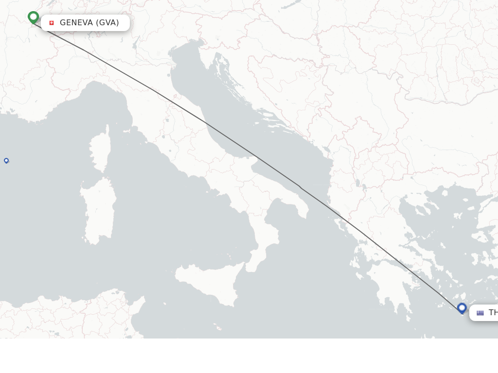 Flights from Geneva to Thira route map