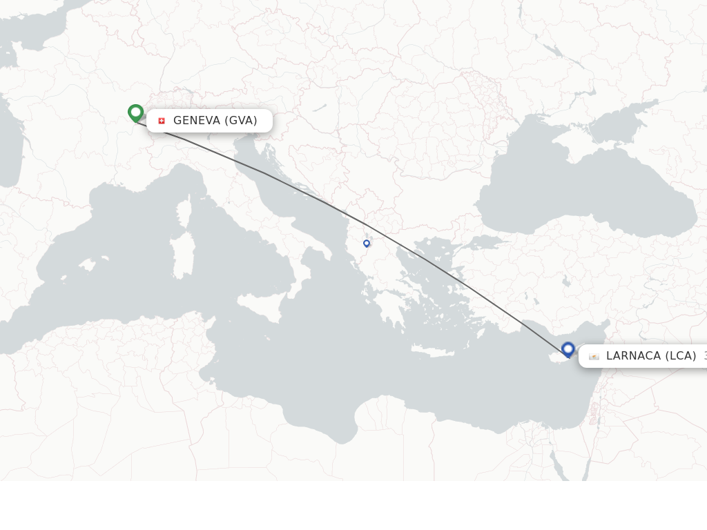 Flights from Larnaca to Geneva route map