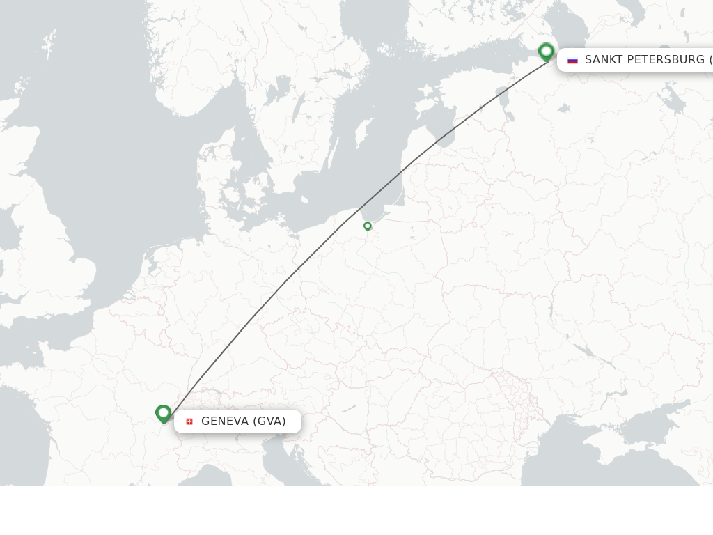 Flights from Saint Petersburg to Geneva route map