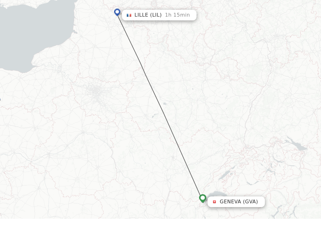 Flights from Lille to Geneva route map