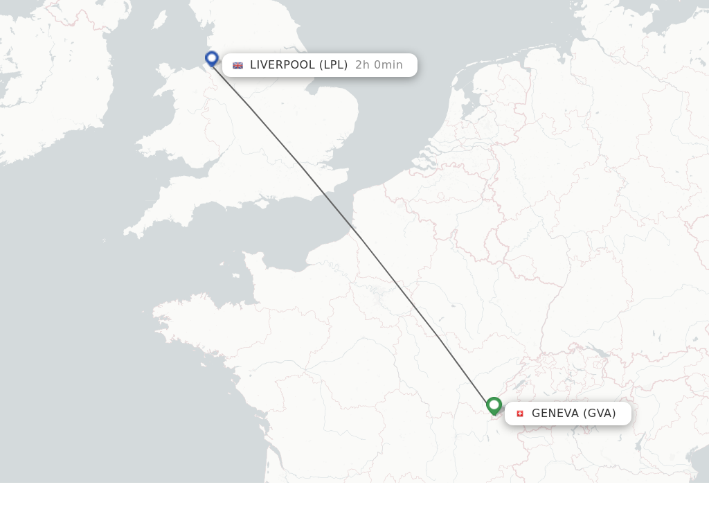 Flights from Liverpool to Geneva route map