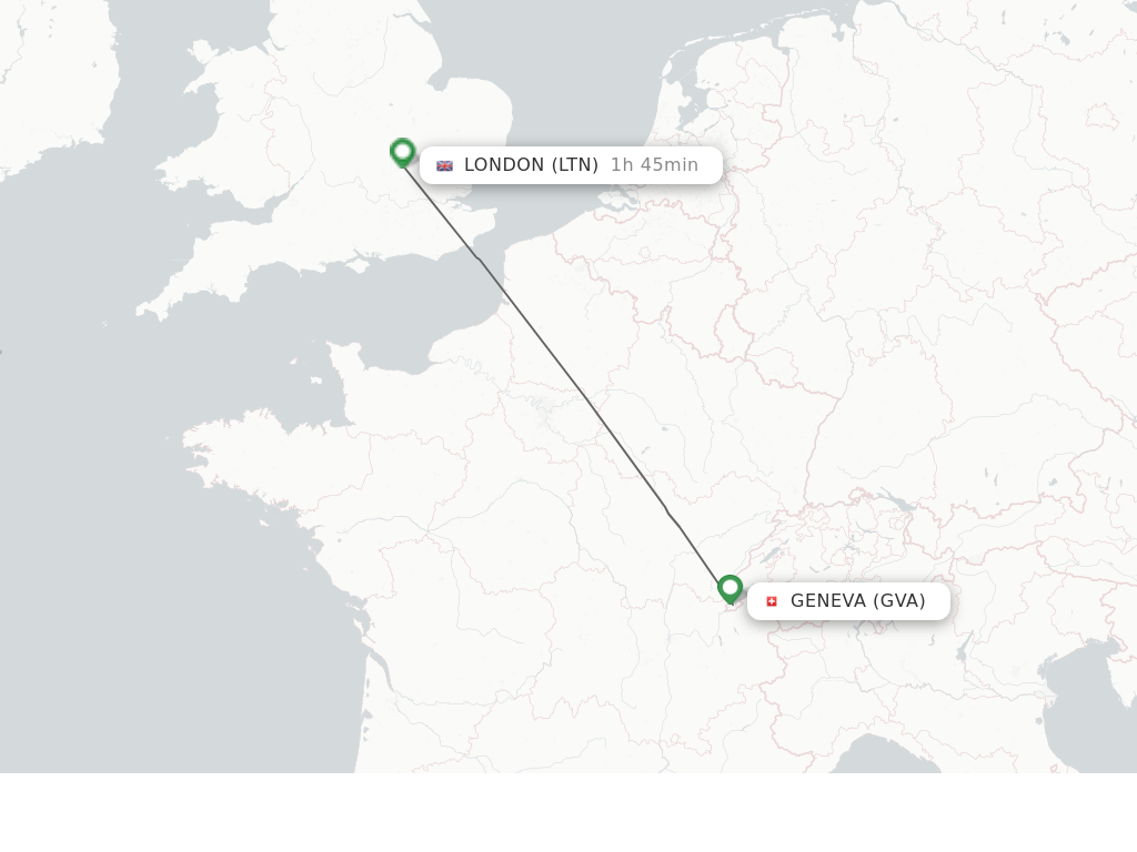 Flights from Geneva to London route map