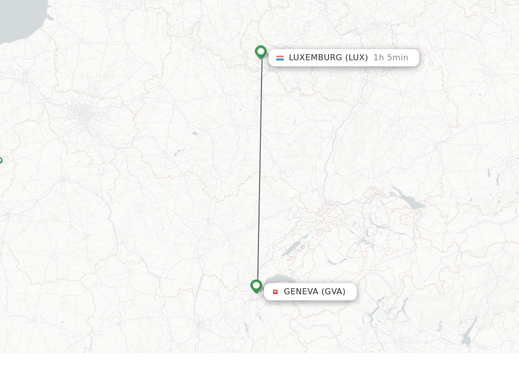 Flights from Geneva to Luxembourg route map
