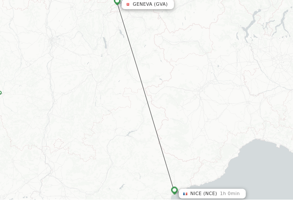 Flights from Geneva to Nice route map